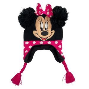 Disney Minnie Mouse Ears Fleece Knit Hat Youth OS Winter Snow Bow Stocking Cap